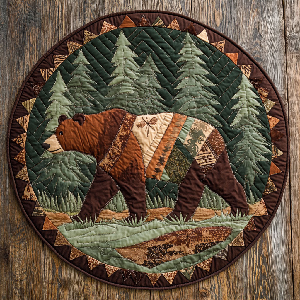 Rustic Forest Wanderer WX0307071CL Quilted Round Mat
