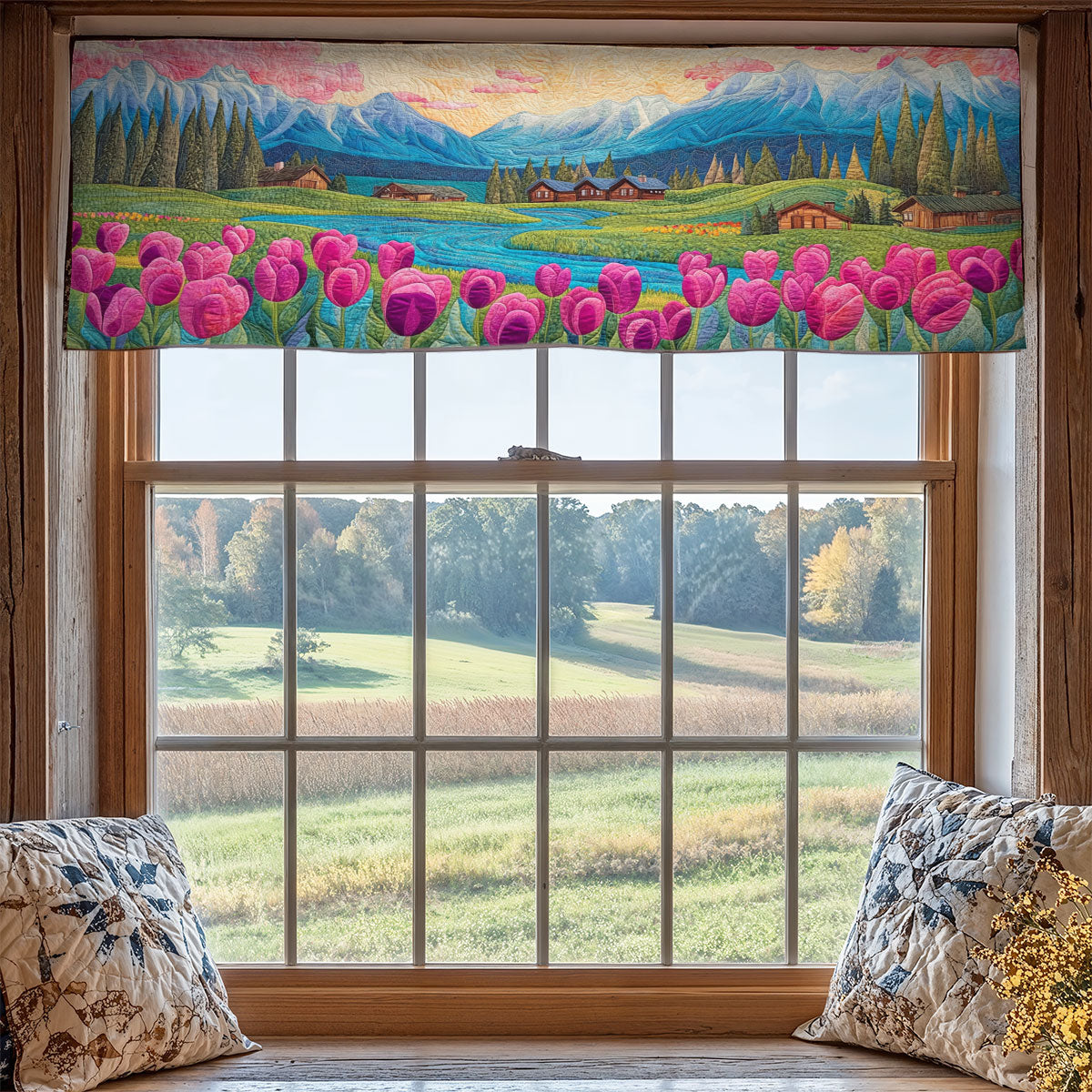Tulip Field WX1405044CL Quilted Valance