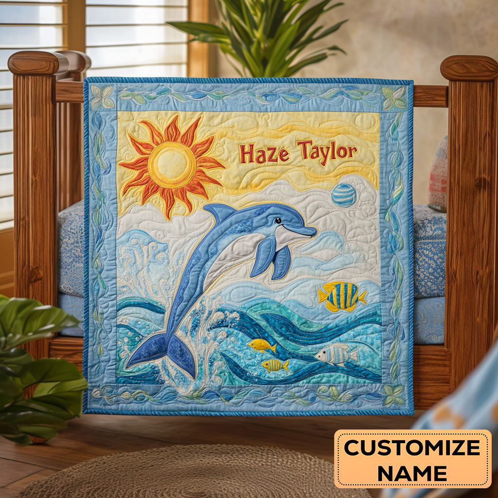 Dolphin Smile WN2907040CL Personalized Baby Quilt