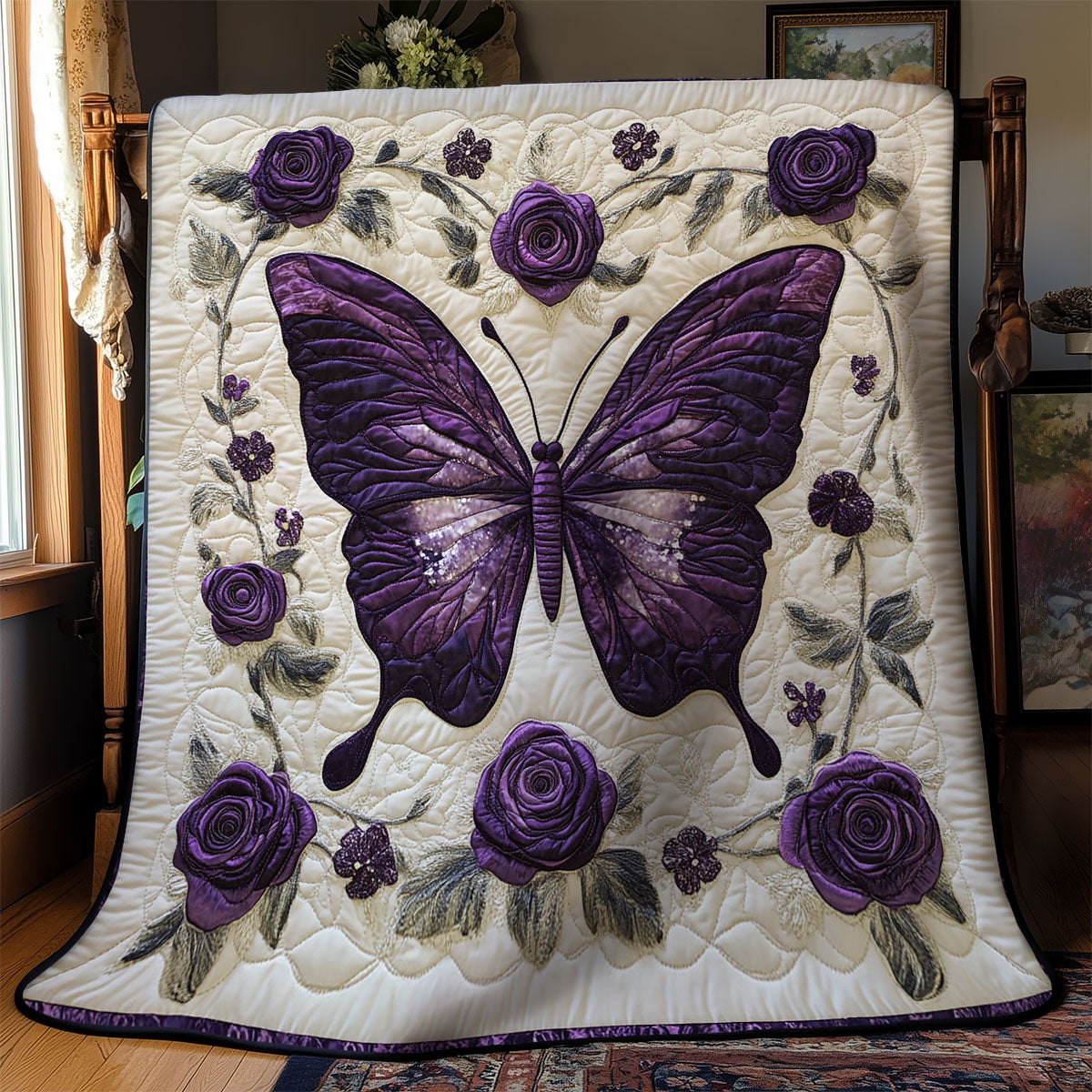 Mystic Purple Butterfly Garden WY1302050CL Quilt