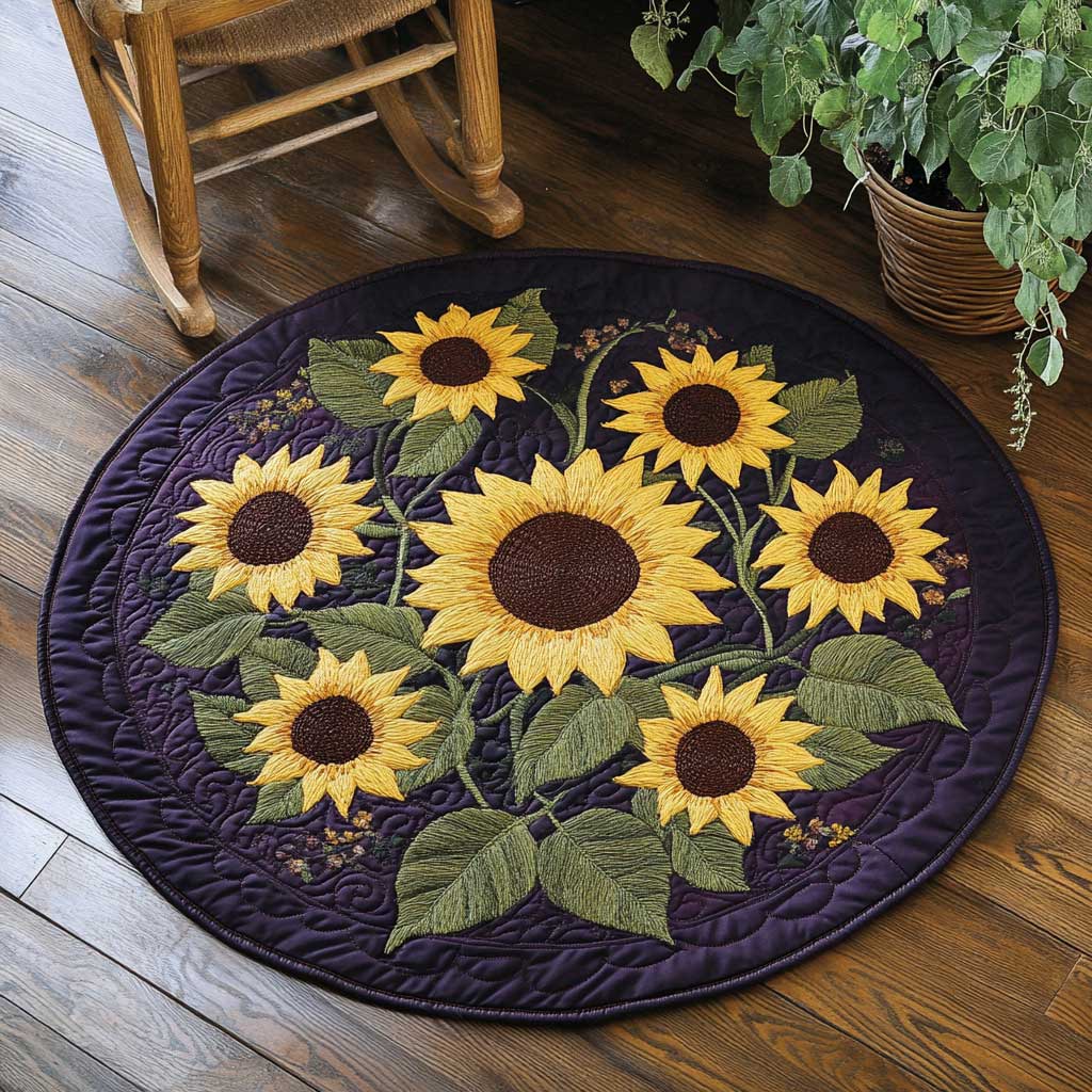 Cozy Sunflower WN1903108CL Quilted Round Mat