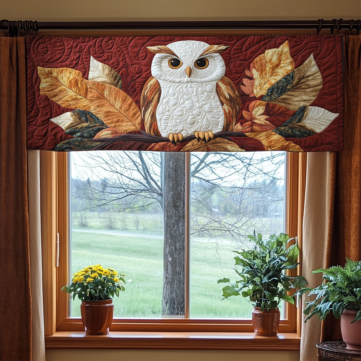 Owl Leaf WX1405030CL Quilted Valance