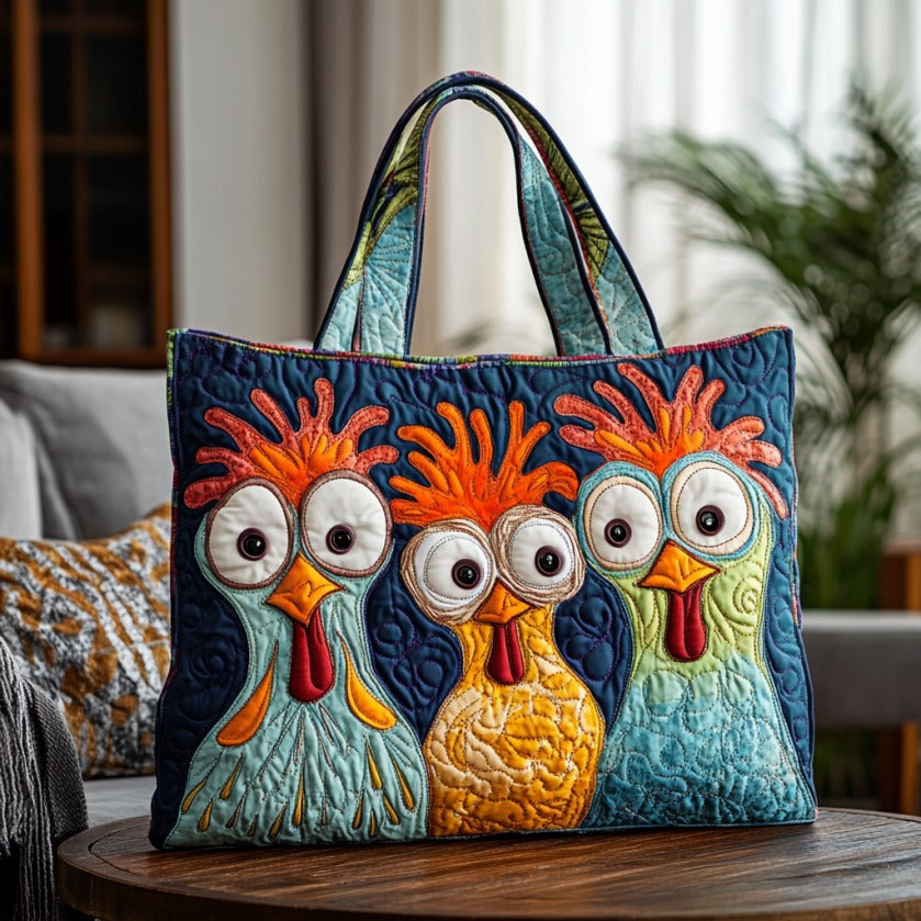 Big Eyes Chickens XR3009012CL Quilted Tote Bag