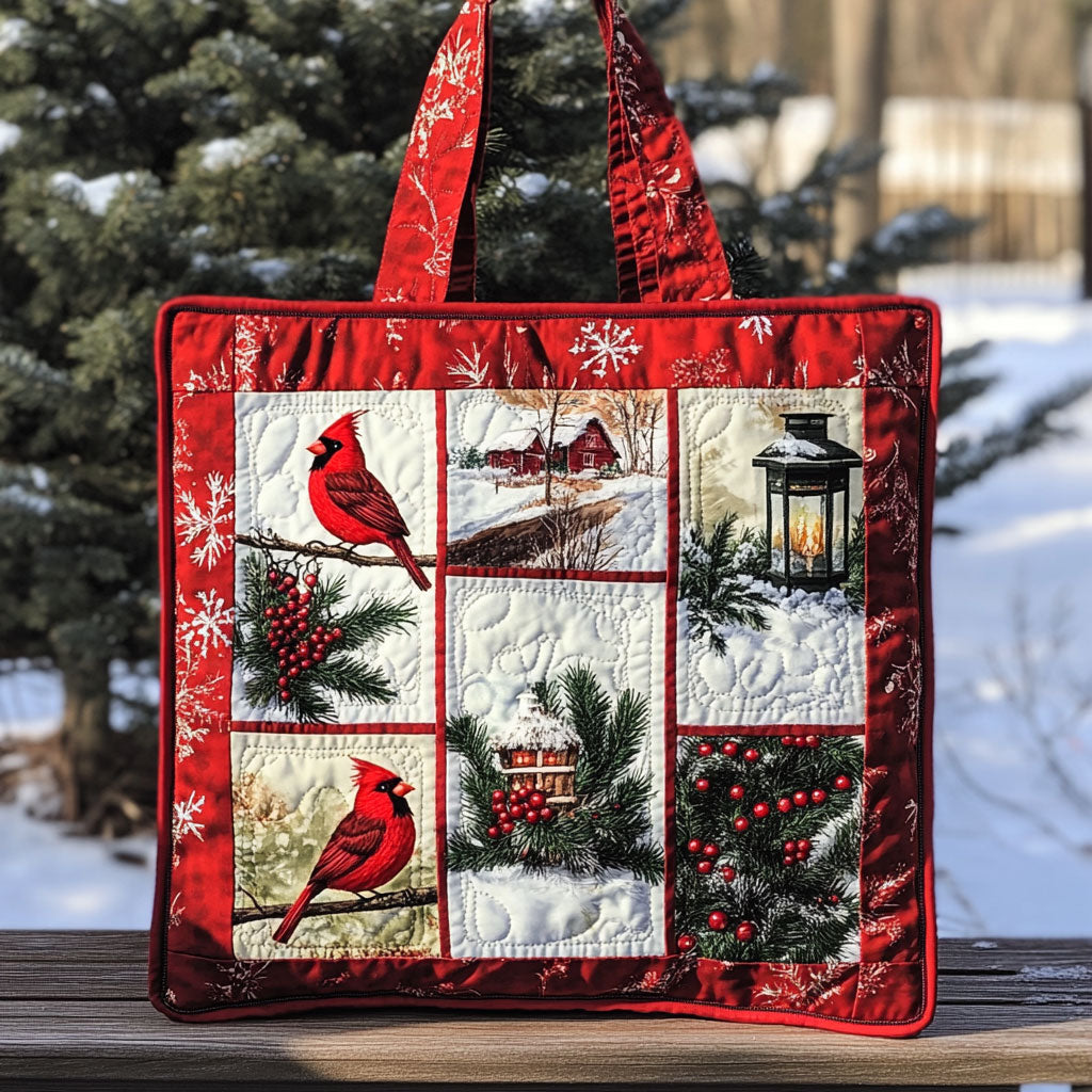Warm Cabin Cardinal WN0711061CL Quilted Tote Bag