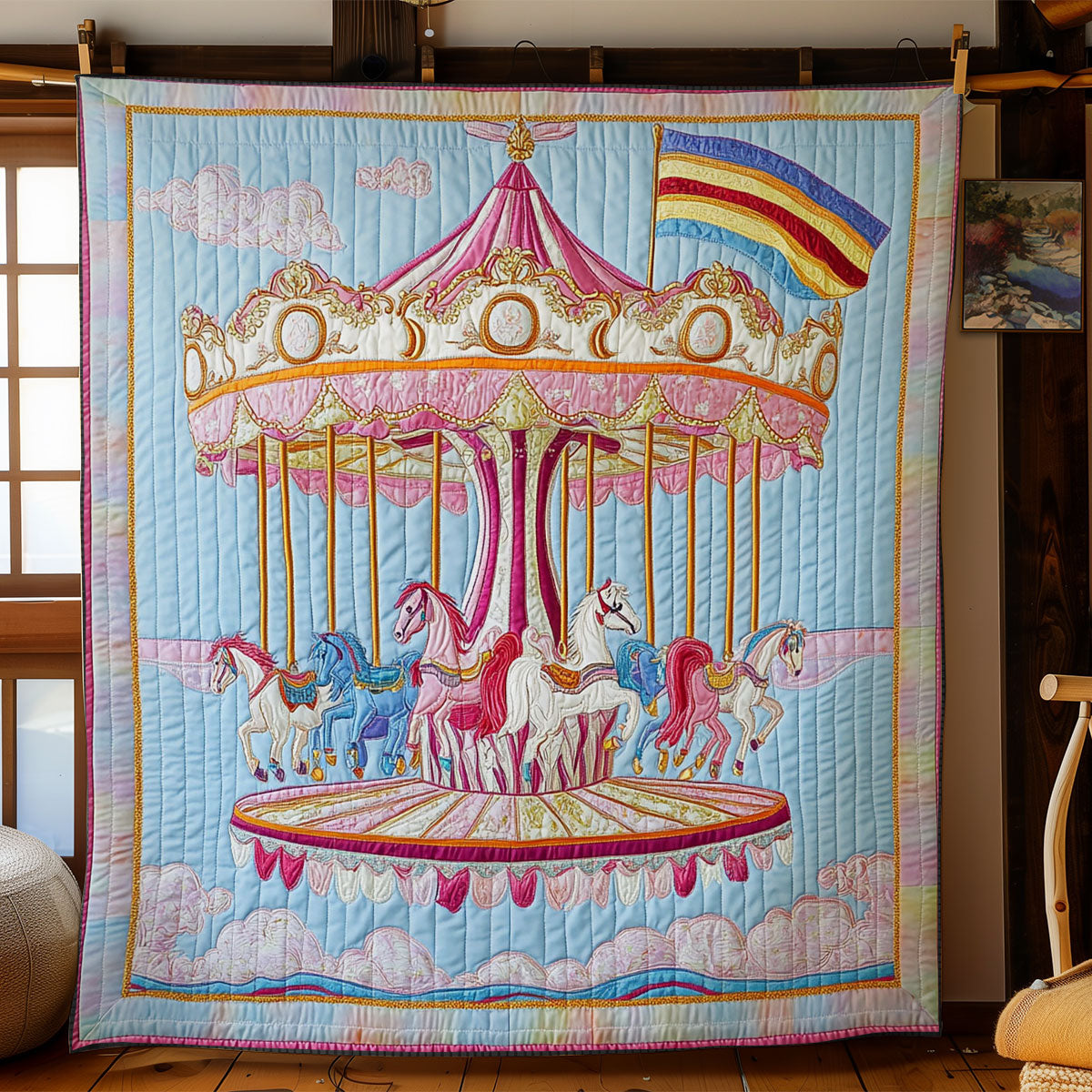 Cute Pastel Carousel WY0801015CL Quilt