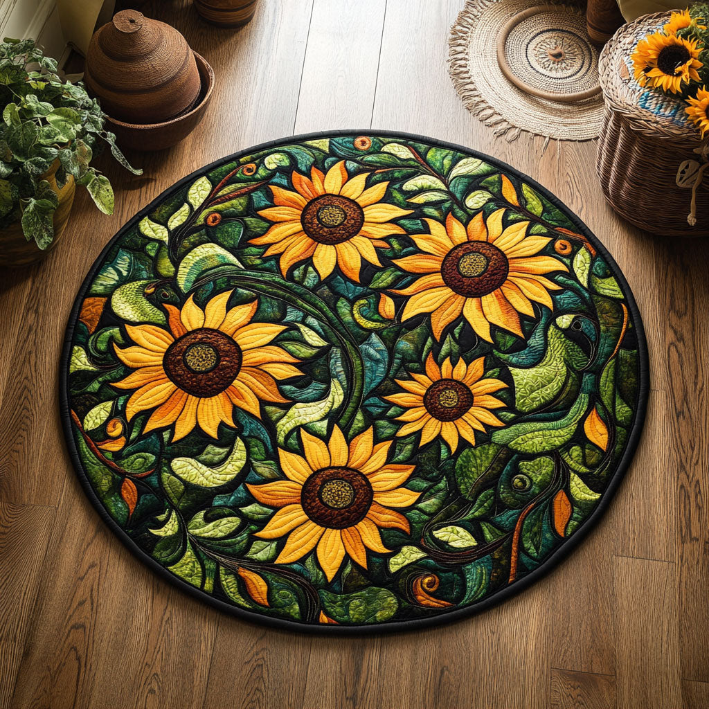 Meadow Of Sunflower WY0206029CL Quilted Round Mat