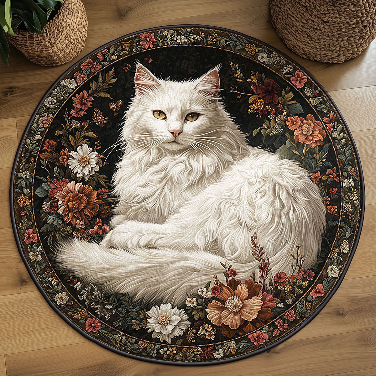Twilight Cat WN1109041CL Quilted Round Mat