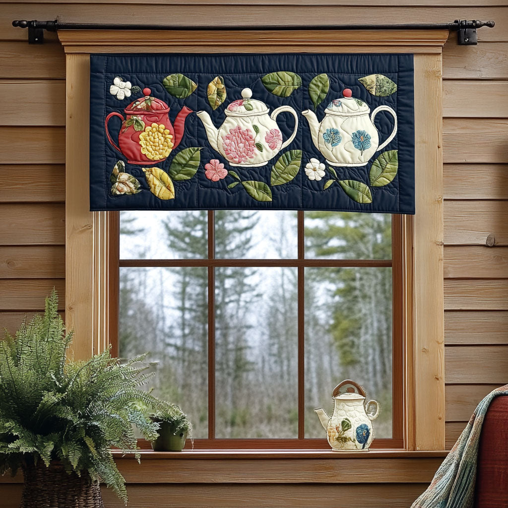 Cute Teapot WP1403008CL Quilted Valance