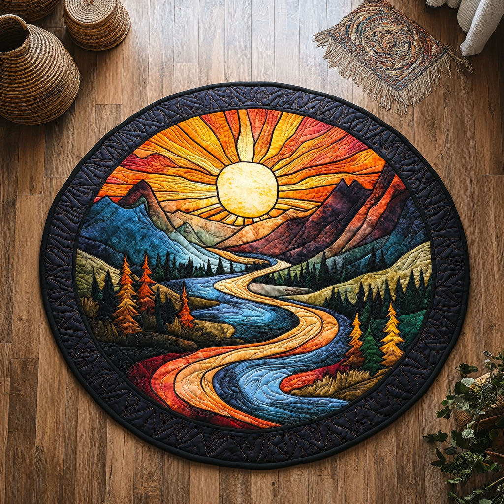 Vibrant Sunset Forest WY0206045CL Quilted Round Mat