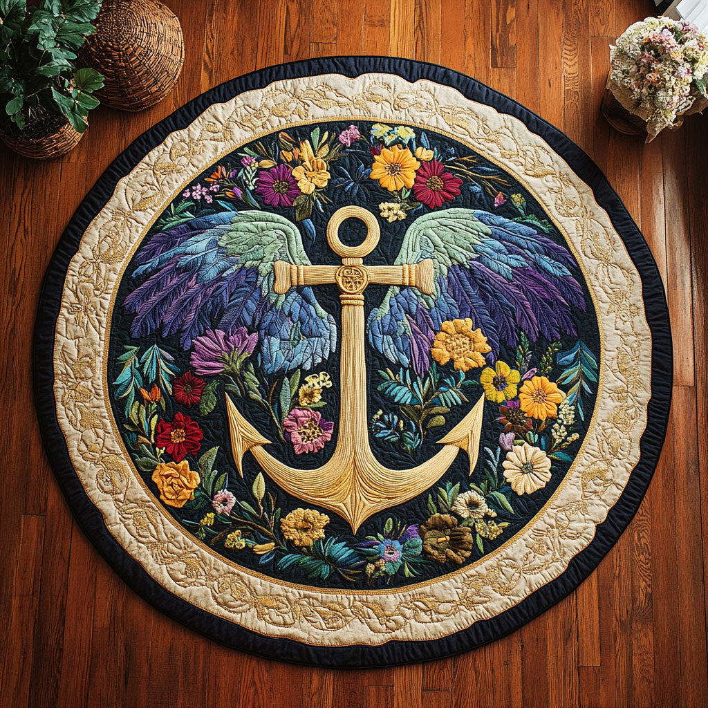 Botanical Anchor WY1106007CL Quilted Round Mat