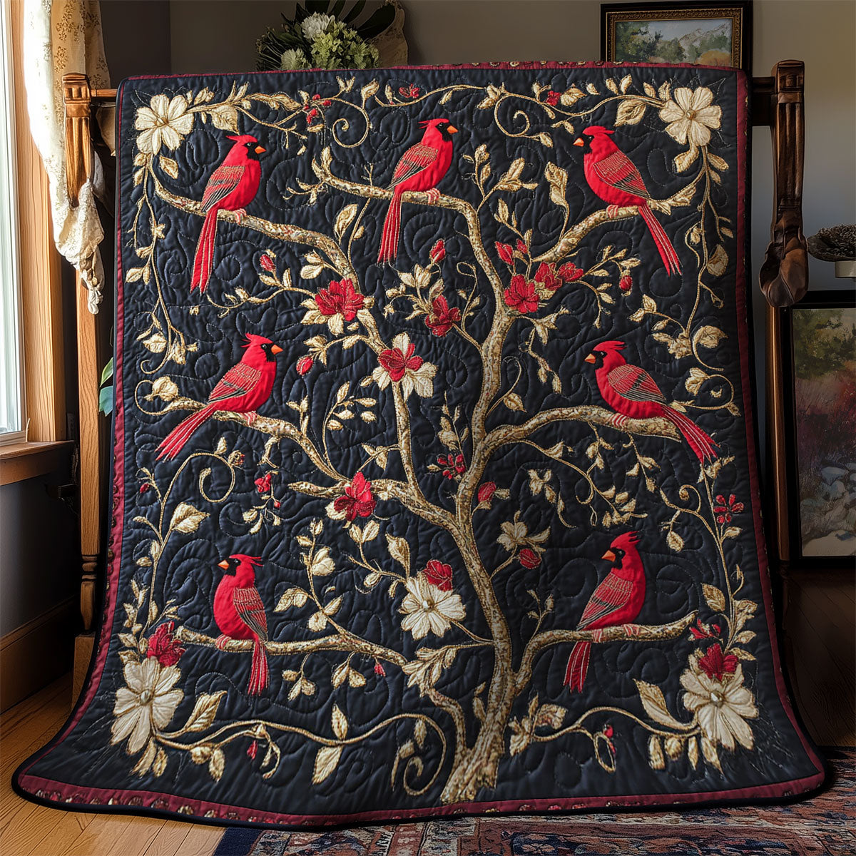 Cardinal In Royal Tree WY1902066CL Quilt