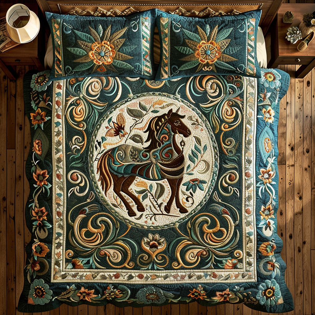 Abstract Flower Horse WY0301003CL Duvet Cover Set