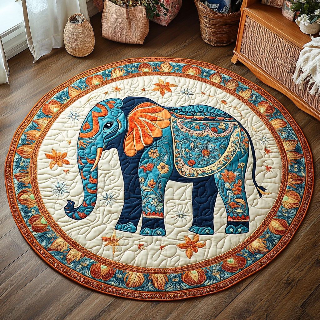 Majestic Elephant CW2508035CL Quilted Round Mat