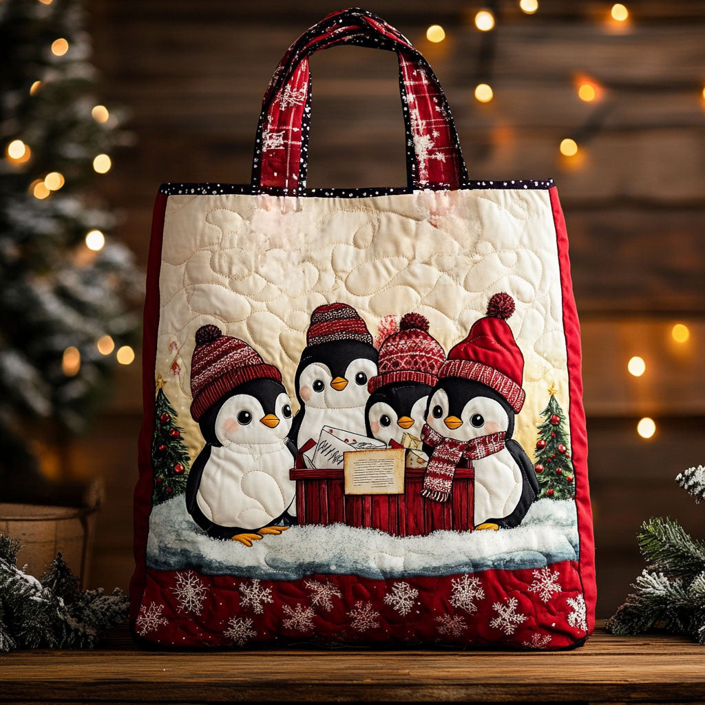 Penguin Plaid Christmas WN1511071CL Quilted Tote Bag