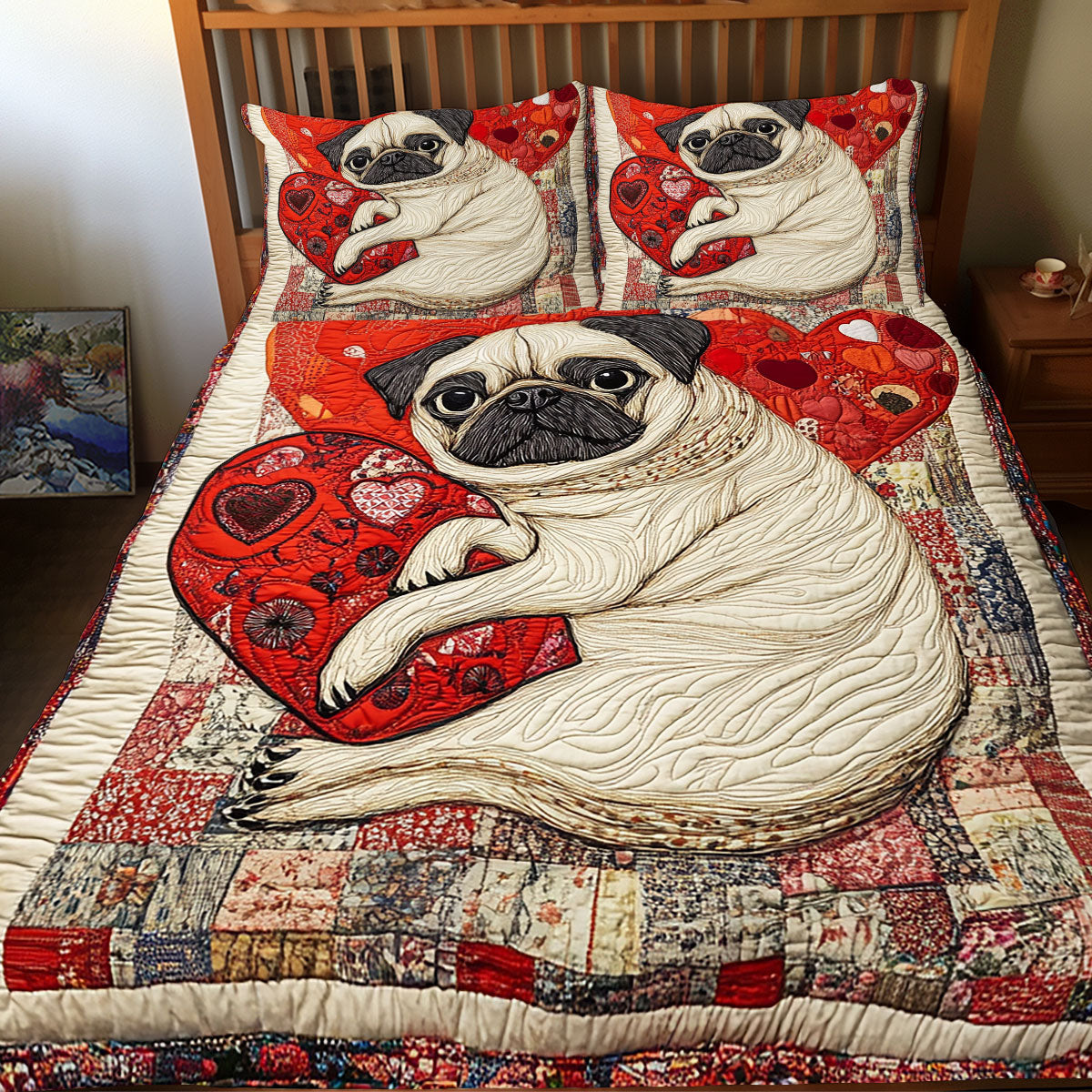 Pug Heart WX0412088CL Duvet Cover Set