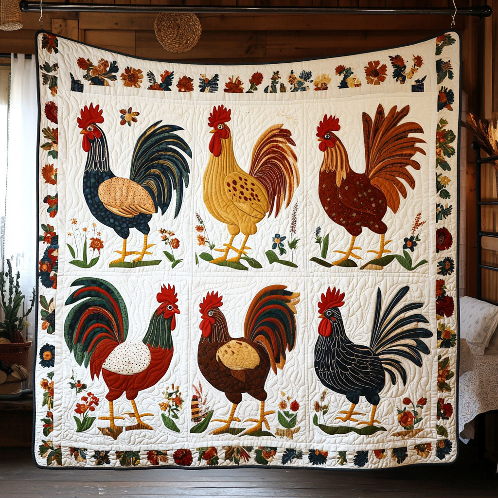 Roosters Gathering WY2708001CL Quilt