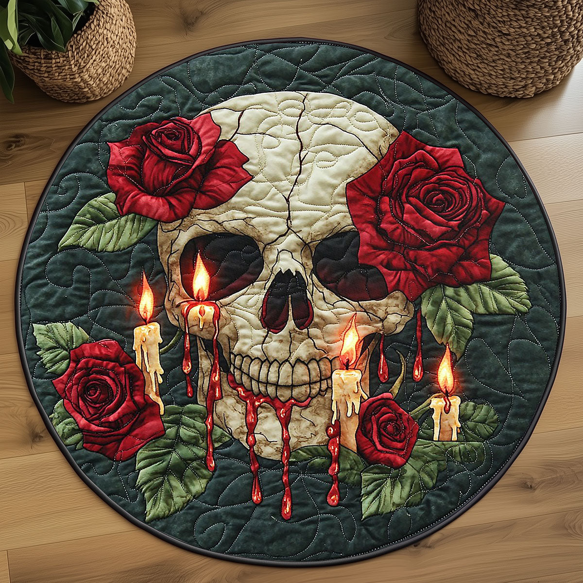 Rose Requiem WP2404027CL Quilted Round Mat