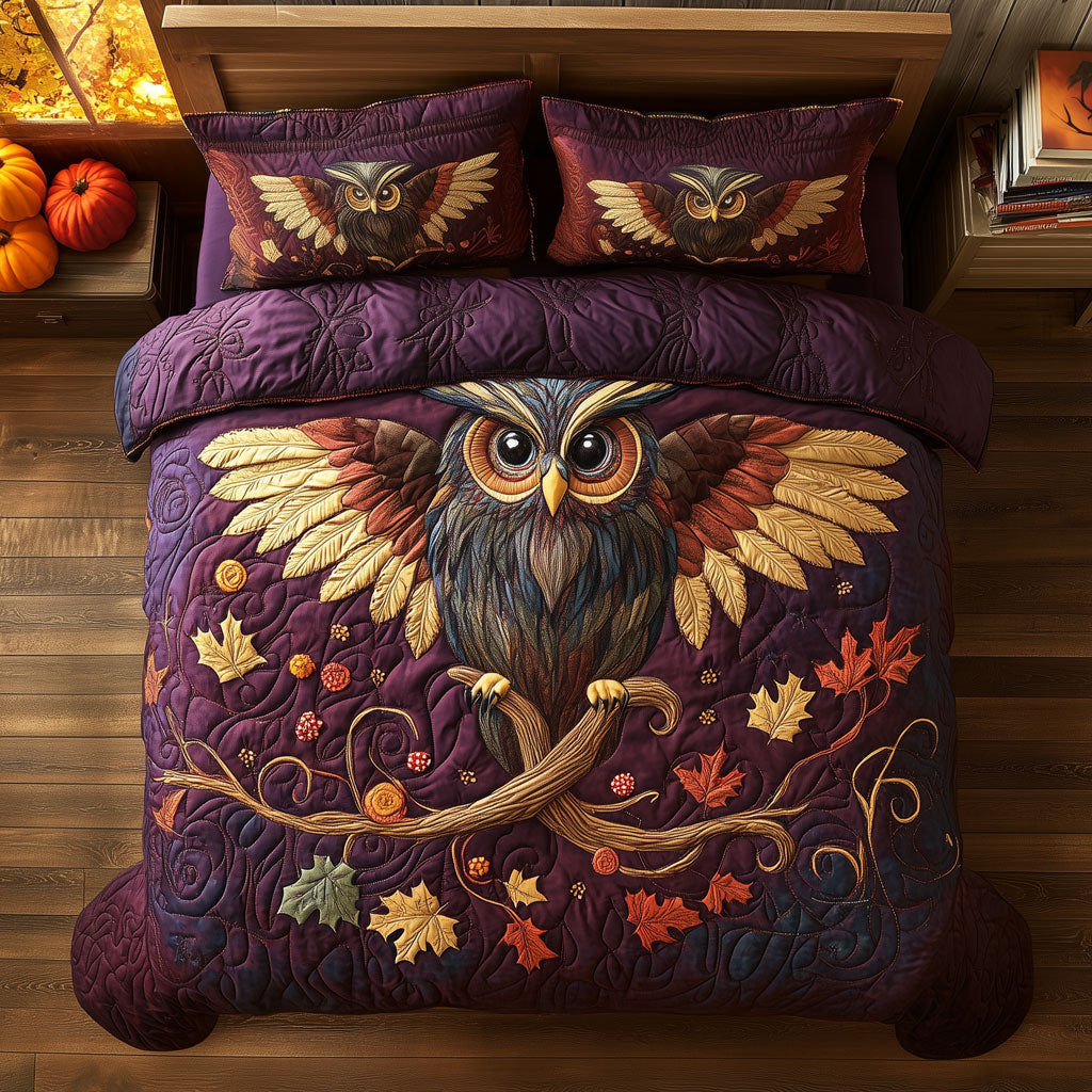 Winging Owl in Purple Myst XK2109009CL Duvet Cover Set