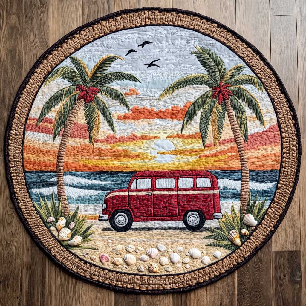 Wanderlust Van WN2304030CL Quilted Round Mat