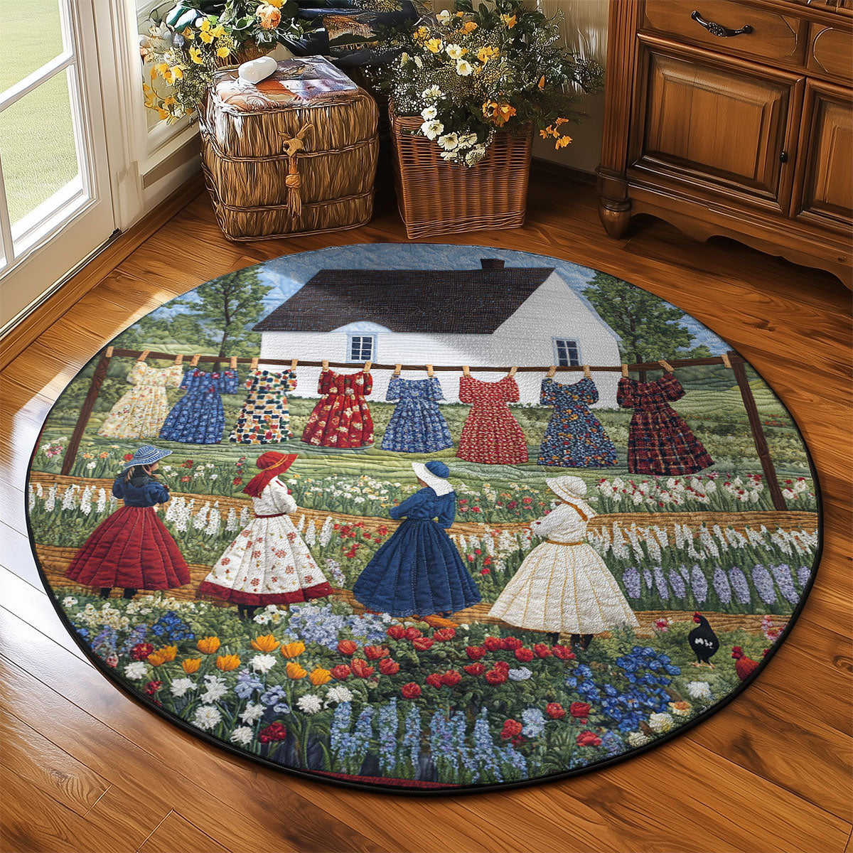 Cozy Storybook Village WJ2003076CL Quilted Round Mat
