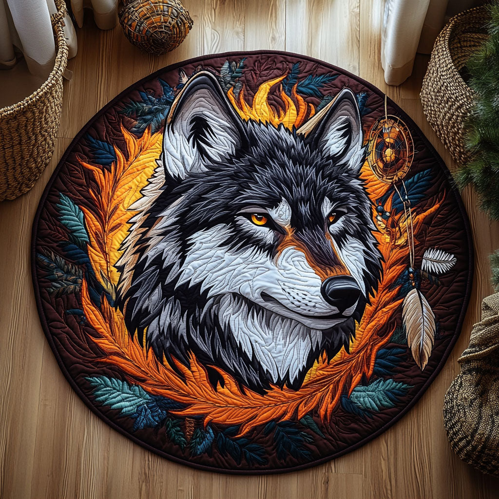 Native Wolf WJ0805044CL Quilted Round Mat