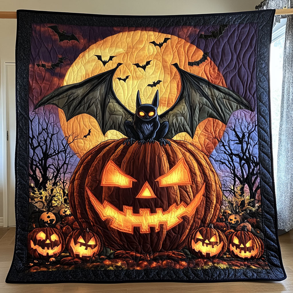Spooky Bat And Pumpkin WY1508096CL Quilt