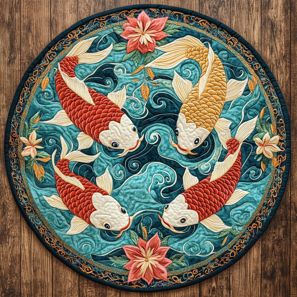 Koi Harmony CW2207024CL Quilted Round Mat