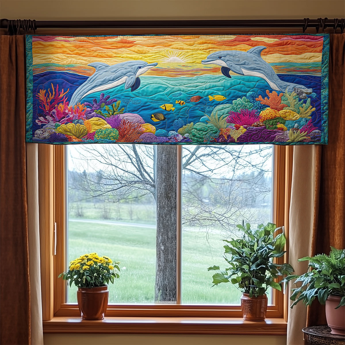Dolphin Ocean WX1305018CL Quilted Valance