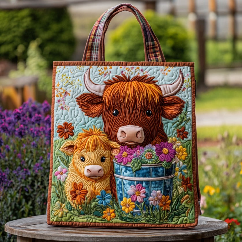 Baby Highland Cow XR0210026CL Quilted Tote Bag