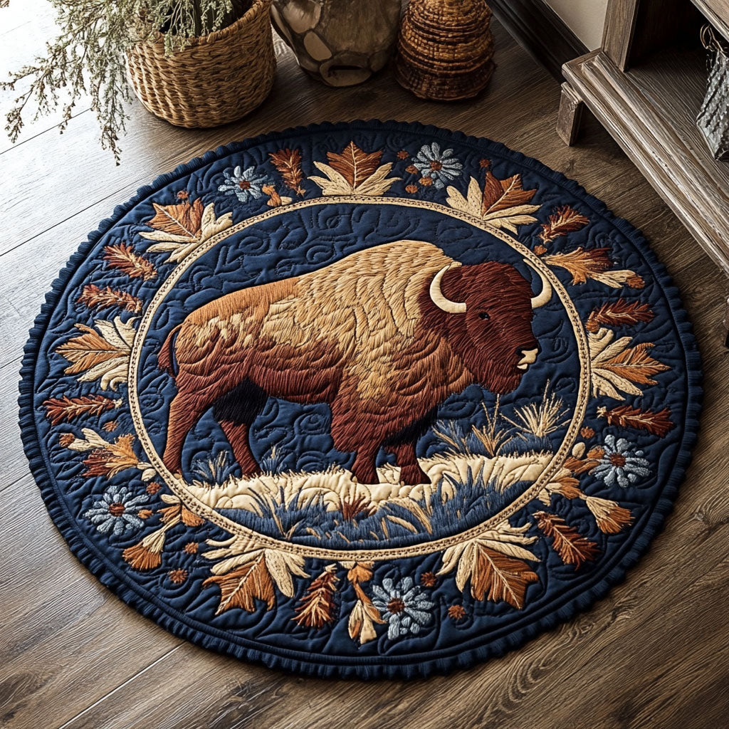 Midnight Bison WY3103056CL Quilted Round Mat