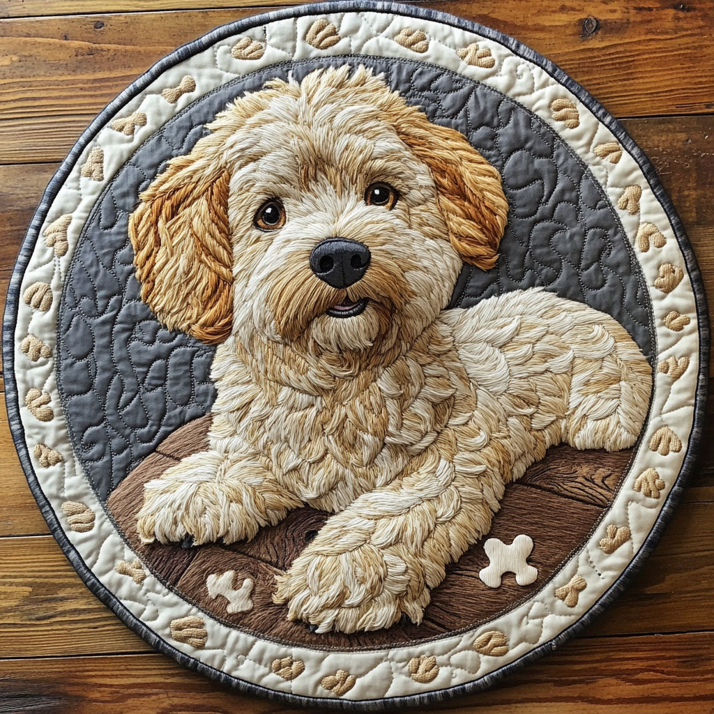 Poodle Gaze CP2105002CL Quilted Round Mat