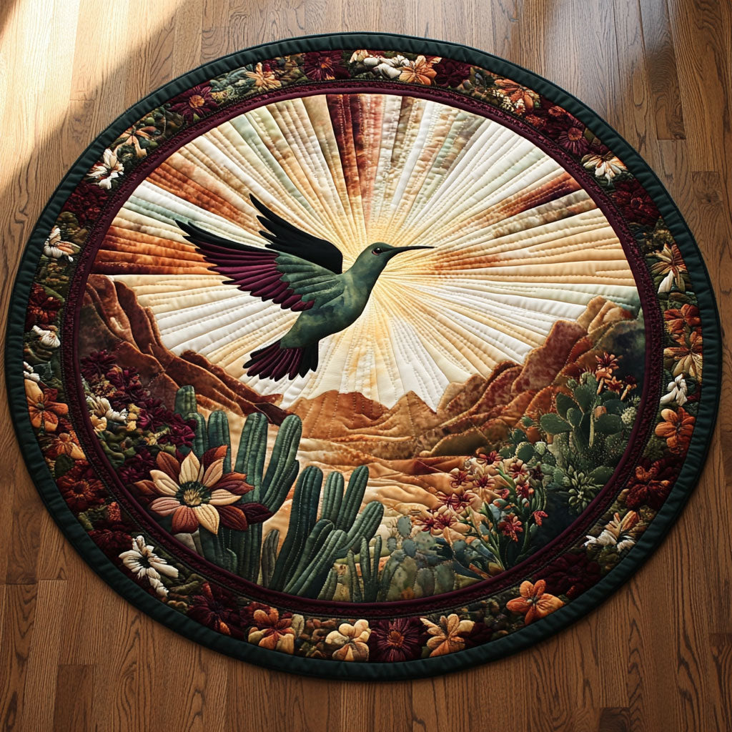 Blooming Hummingbird WN2905004CL Quilted Round Mat
