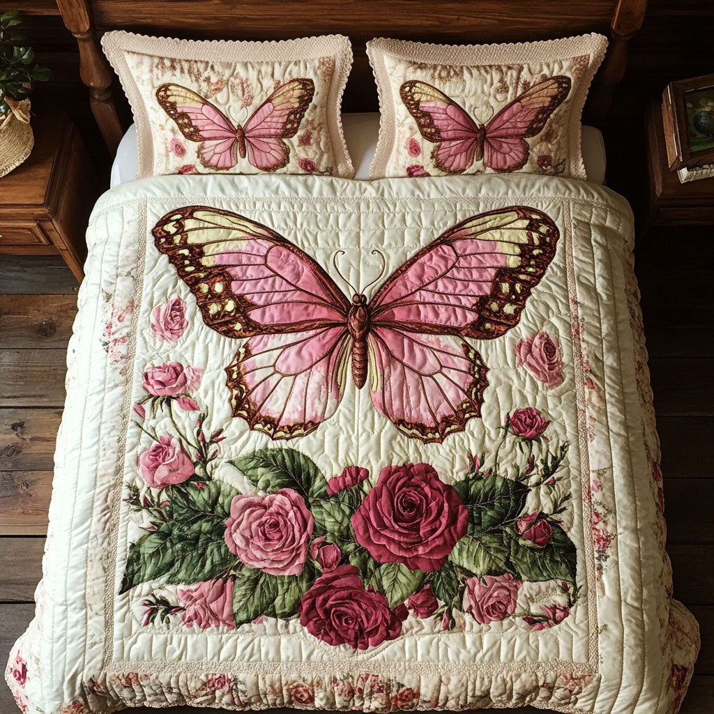 Butterfly In Rose WY2001067CL Duvet Cover Set