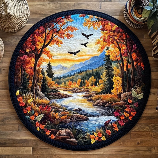 Autumn Forest River WY2205031CL Quilted Round Mat
