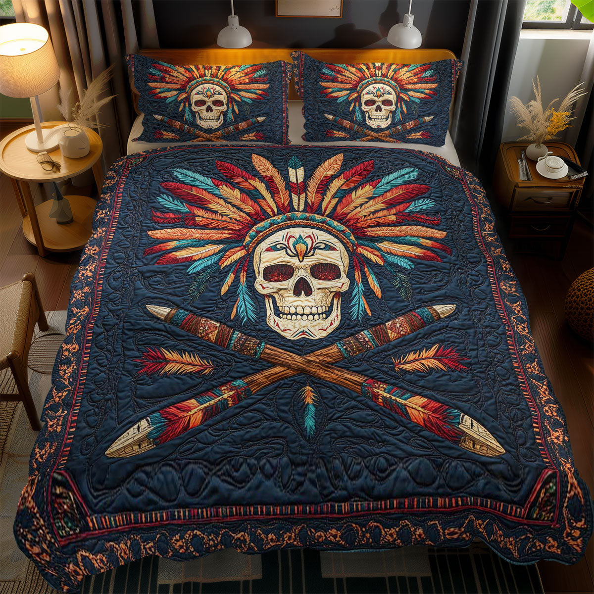 Tribal Skull Warrior WN2101051CL Duvet Cover Set