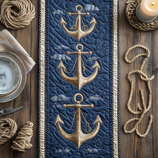 Nautical Anchor CW0506033CL Quilted Table Runner