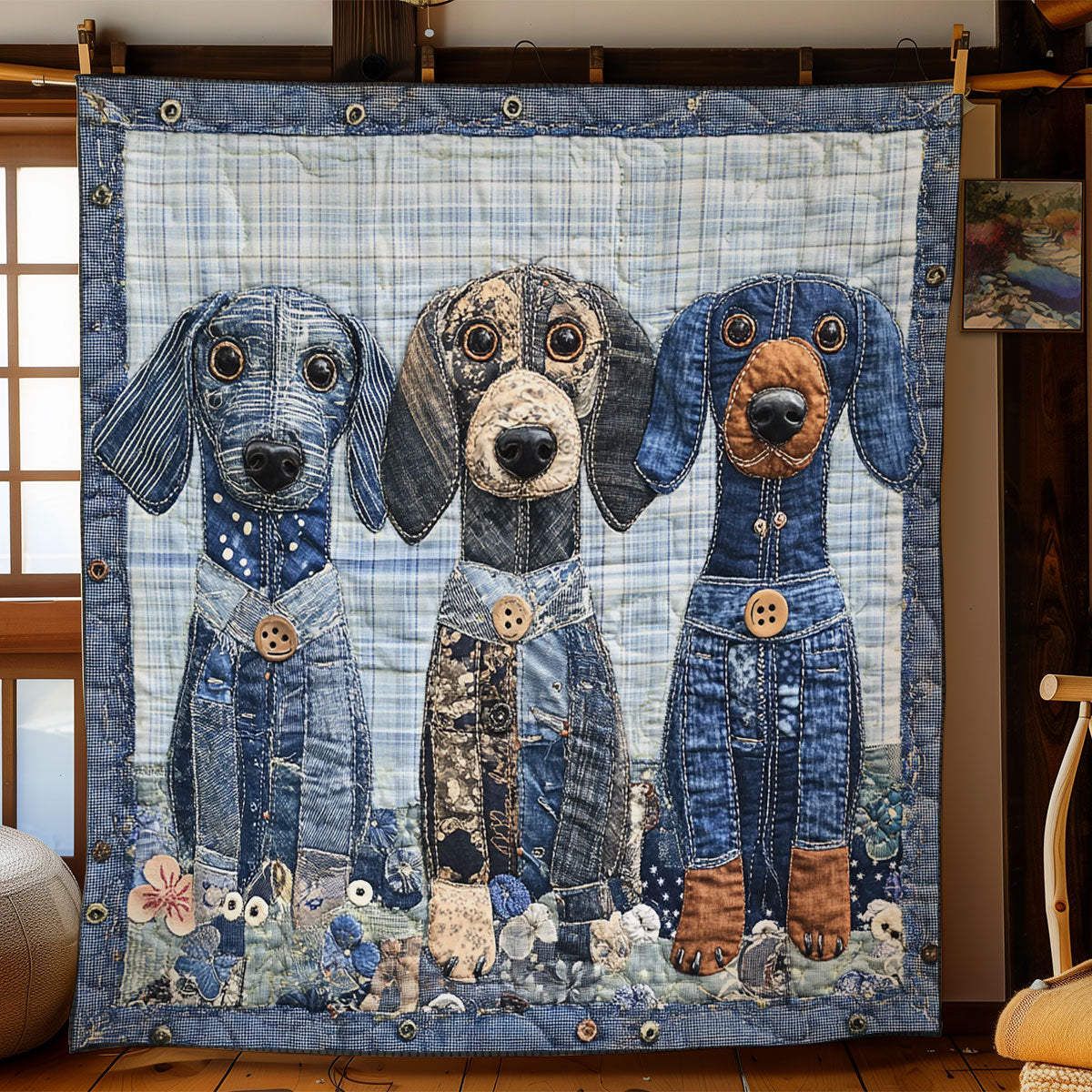 Dachshund And Daisies WN0207036CL Quilt