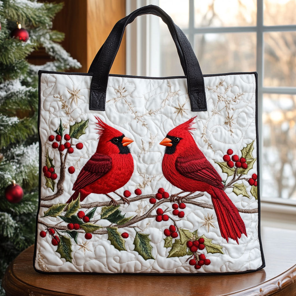 Winter Cardinal Pair CW2309032CL Quilted Tote Bag
