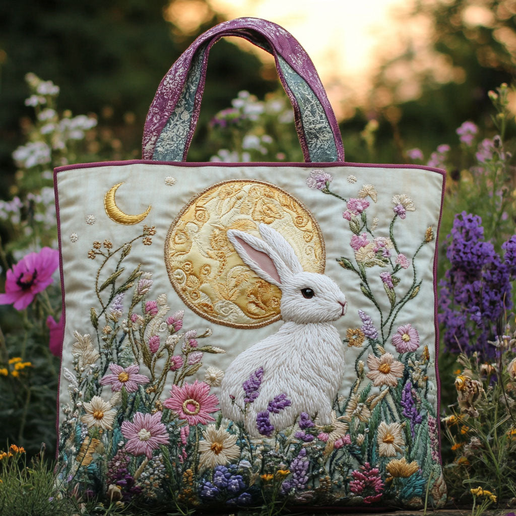 Celestial White Bunny CW2309006CL Quilted Tote Bag