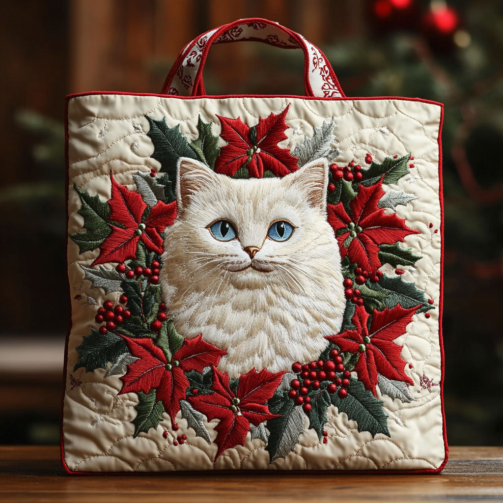 Ragdoll Poinsettia CW0811061CL Quilted Tote Bag