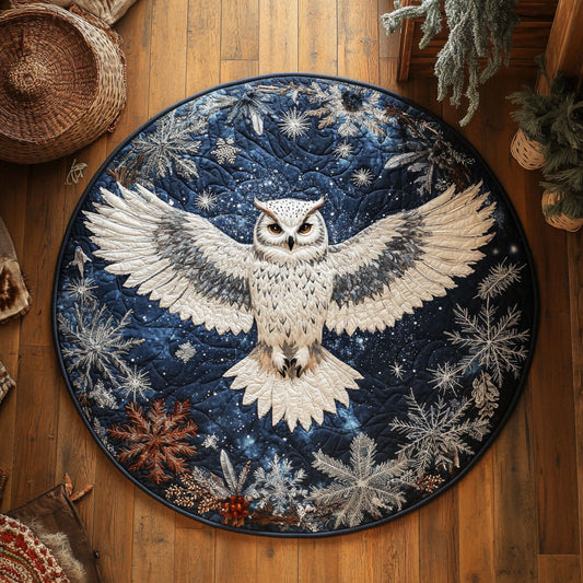 Snowflake Owl WY1006024CL Quilted Round Mat