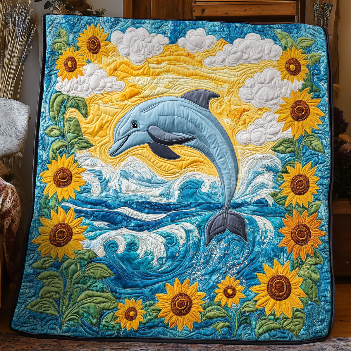 Sunflower Splash Dolphin WX1306044CL Quilt