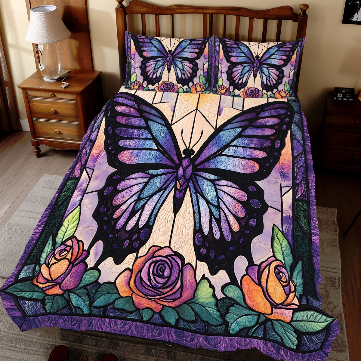 Purple Butterfly WX1612074CL Duvet Cover Set
