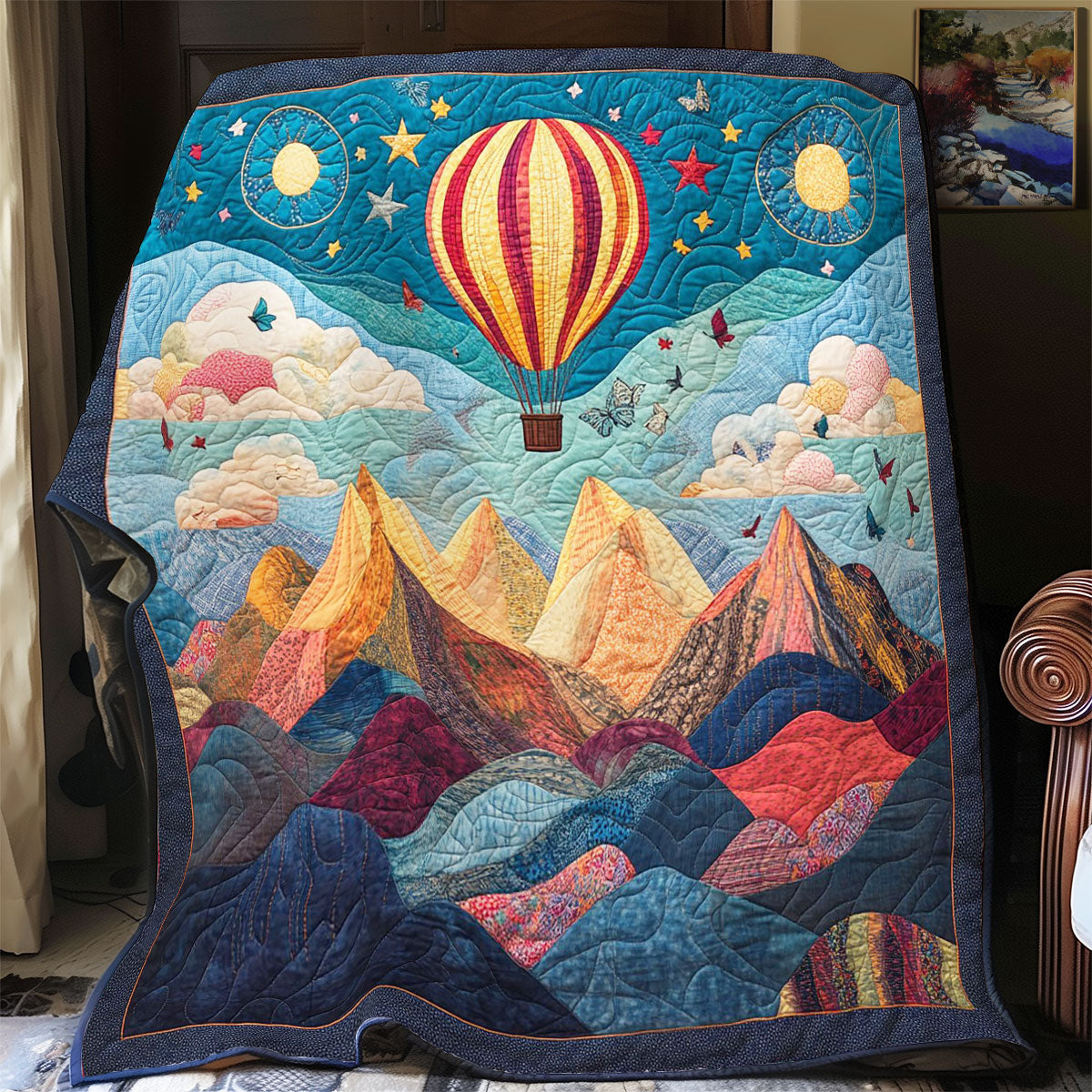 Hot Air Balloon Landscape WY2103014CL Quilt