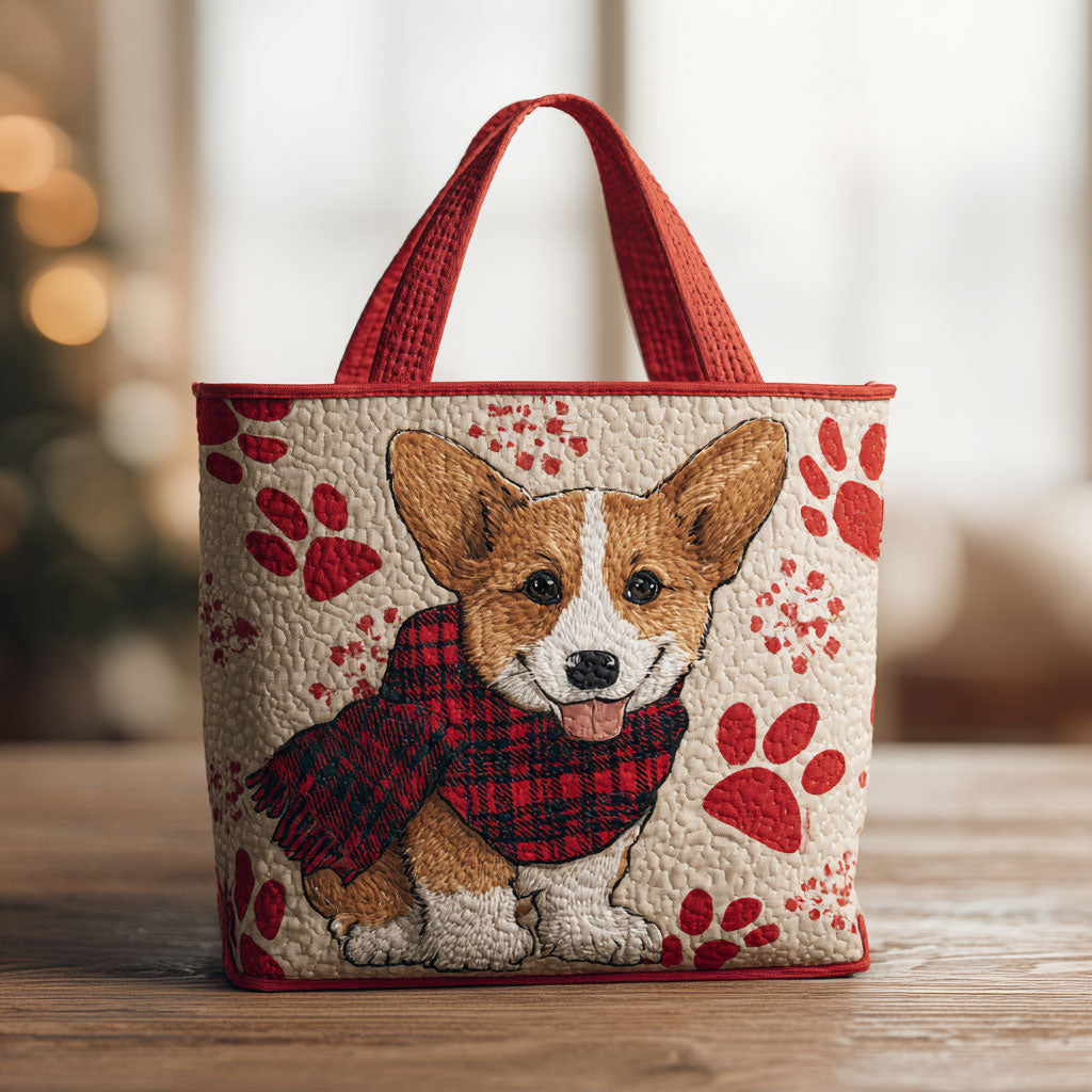Corgi Paw Love CW0310008CL Quilted Tote Bag