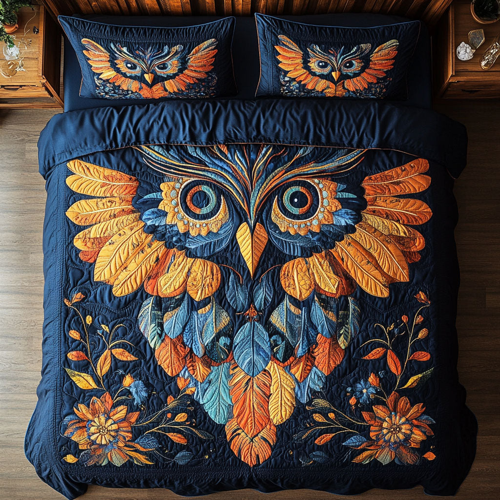 Abstract Owl In Flower WY0802001CL Duvet Cover Set
