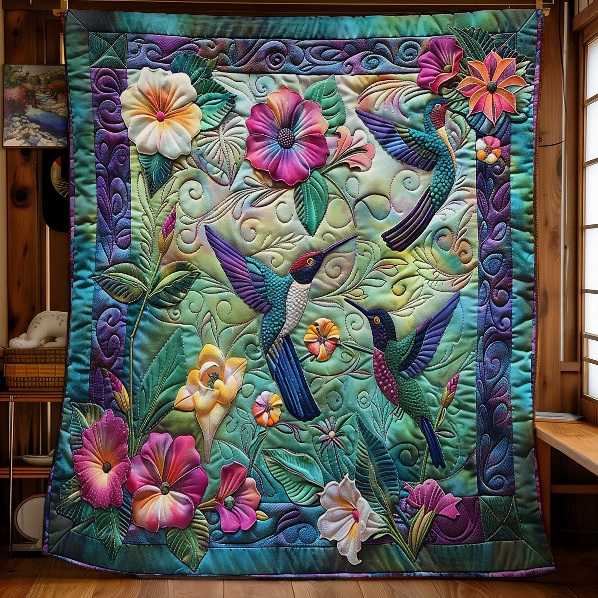 Hummingbird In Magic Garden WY0301050CL Quilt