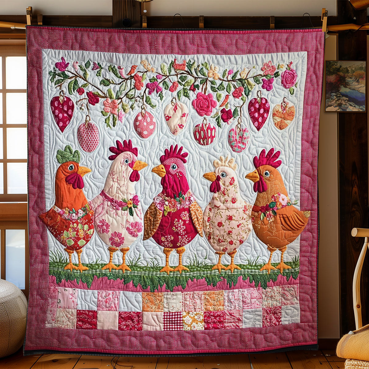 Hen In Valentine WY1701046CL Quilt