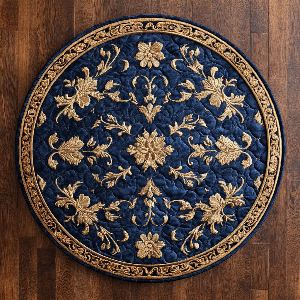 Golden Bloom WY0605015CL Quilted Round Mat