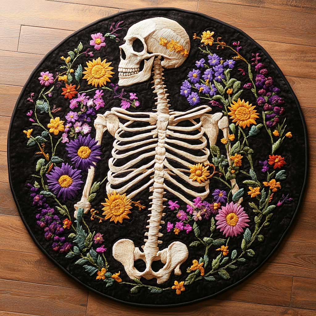 Dancing Skeleton WN2904004CL Quilted Round Mat